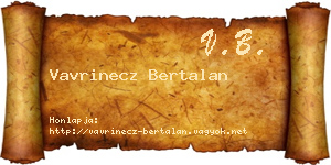 Vavrinecz Bertalan névjegykártya